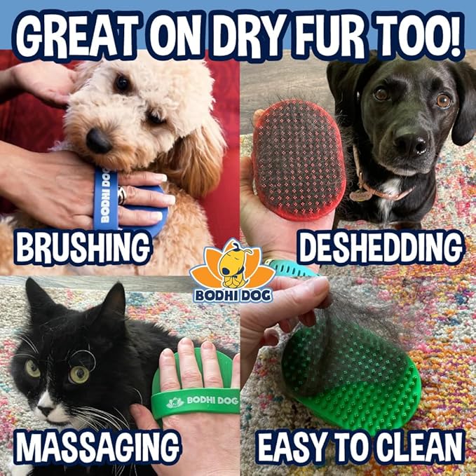 Bodhi Dog Shampoo Brush - Pet Grooming & Bath Supplies for Dogs and Cats - Bath Brush for Long & Short Hair - Premium Scrubber for Shower, Showerhead, Sprayer & Bathing (One Pack, Blue)