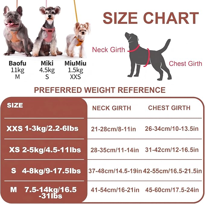 Puppytie Small Dog Harness with Multifunction Dog Leash,Lightweight Soft Adjustable No Choke Escape Proof Pet Harness Vest Pet Harness Vest,Brown Caramel,S