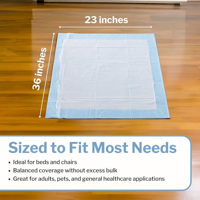 McKesson Underpads Bed Pads, Elderly, Light Absorbency, 23 x 36 in, 15 ct | and Baby, Pee Pads, Fluff
