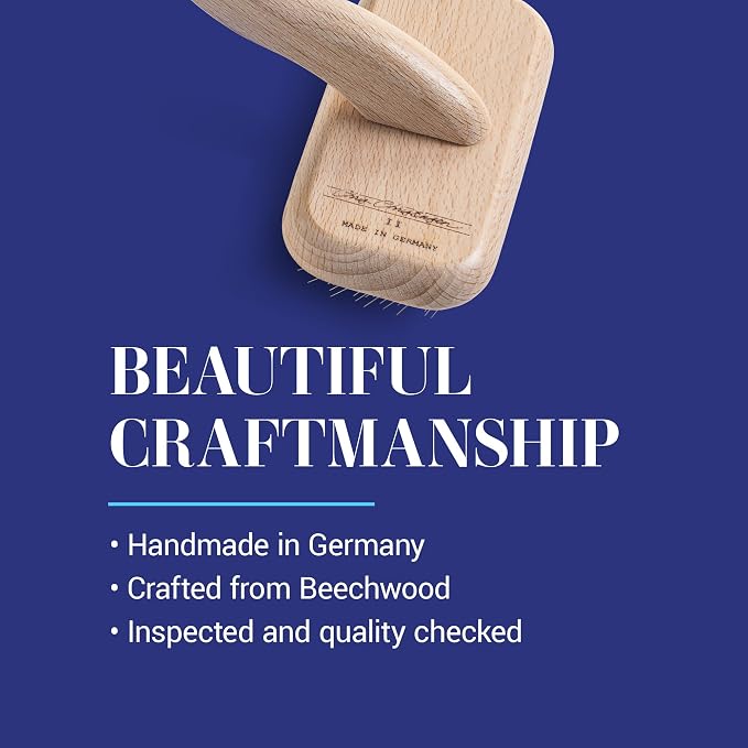 Chris Christensen Mark II Slicker Brush for Dogs, 12mm Pins, Groom Like a Pro, Handcrafted Lightweight Beechwood Ergonomic Handle, Stainless Steel Pins, A5II Small. Made in Germany.