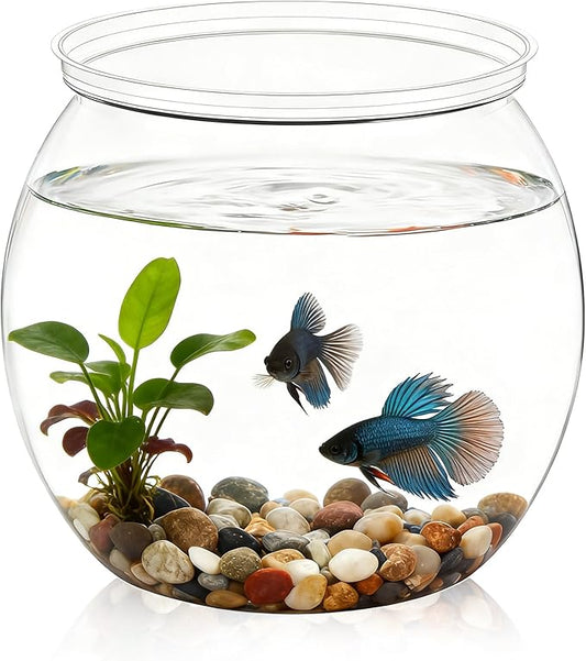 27 oz Mini Plastic Fish Bowl, Decorative Small Fishbowl, Clear Round Small Fishbowl Aquarium, Unbreakable Plastic Betta Fish Tank for Centerpiece Vases, Party Decorations and Home Decor