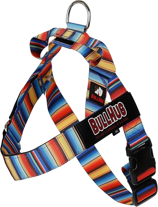 Adjustable Dog Harness– No Pull, No Choke – for English Bulldogs, French Bulldogs, Pugs & Broad-Chested Breeds – Easy, Safe Walks (Fiesta, Medium)