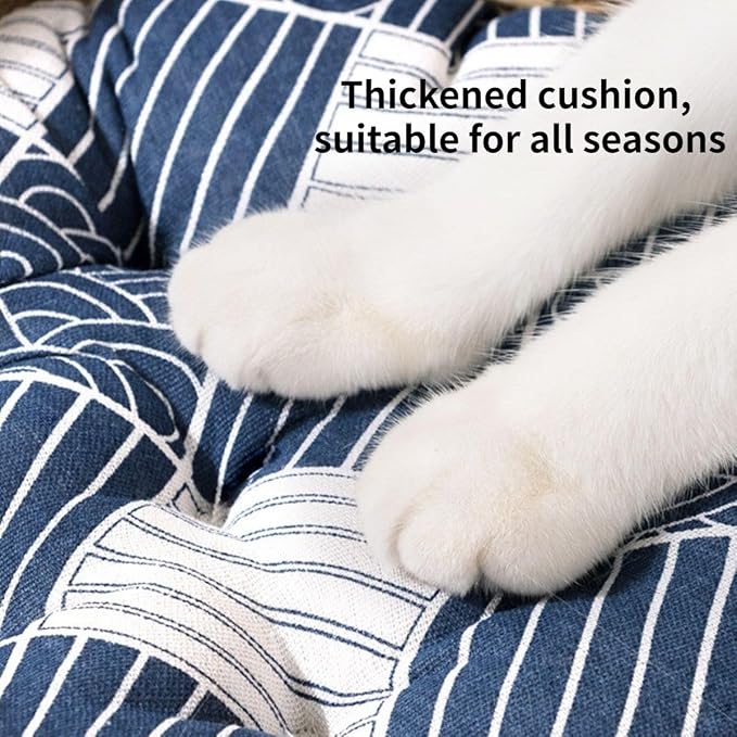 Cat Bed, Straw Woven Cat Baskets Bed, Round Wicker Cat Basket Nest, Non-Slip Cozy Kitten Bed for Cats Small Dog (Only Nest,Large)