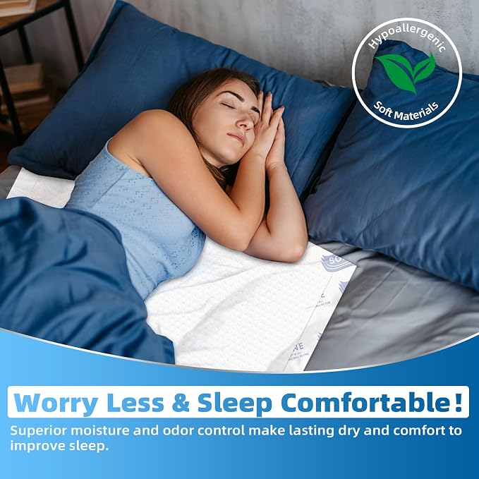 SOFYFINE Tear Resistant Bed Pads 36"x36" Disposable Extra Large 135 Gram Heavy Duty Absorbency Adults Incontinence Chucks, XXL Thicken Puppy Pee Pads,10X Absorbency 360 Lb Transfer[30 Pads]