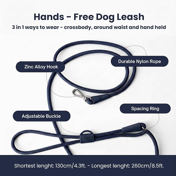 No Pull Dog Harness and Leash Set 3-in-1 Adjustable Anti Pull Dog Harness with Hands-Free Matching Leash,Poop Bag Holder,Easy Walk Dog Harness Small Sized Dog(Navy Blue)