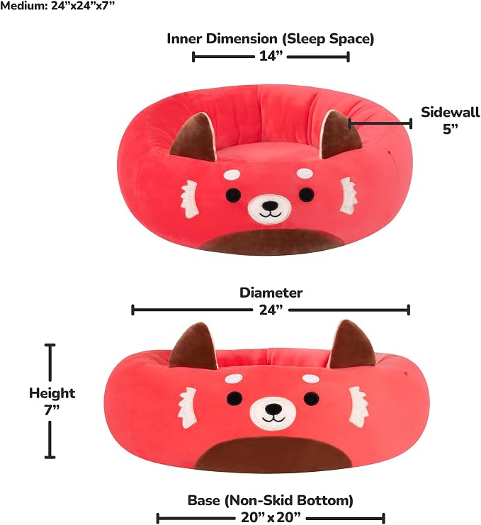 Squishmallows Original 24-Inch Cici The Red Panda Pet Bed - Medium-Sized Ultrasoft Official Plush Pet Bed for Dogs and Cats