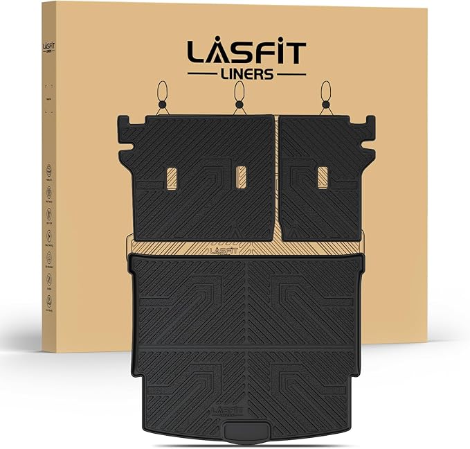 LASFIT Cargo Mat & Backrest Mats for Nissan Rogue 2026 2025 2024 2023 2022 2021, All Weather TPE Custom Fit Car Trunk Mats Cargo Liners Accessories, Black