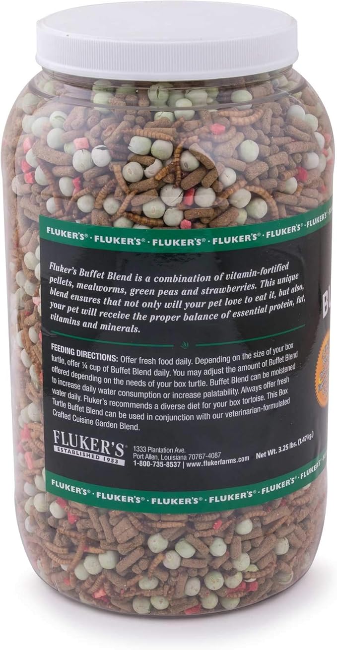 Fluker's Buffet Blend Box Turtle Diet, Insects, Veggies and Fruit with Fortified Pellets, 3.25 lbs.