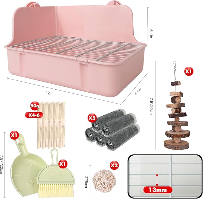 RUBYHOME Rabbit Litter Box Bunny Litter Box Guinea Pig Potty Trainer Corner Bedding Pet Potty Pan for Rabbit Guinea Pig Ferret Small Animal Cage Accessories