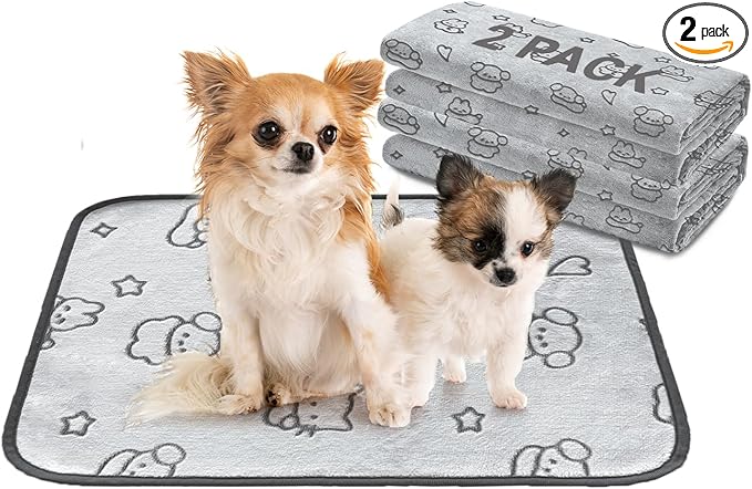 Reusable Puppy Pads, Washable Pee Pads, Leakproof 18"x 24" 2 Pack | High Absorbency Dog Training Pads, Wee Wee Pads With Waterproof Non-Slip Base For Indoor Potty, Crates, Playpen & Senior Dogs