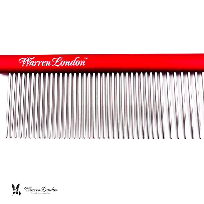 Warren London Detangling Strong Comb for Dogs | 10 inches | Comfort Control Durability and Detail for Small Medium Large Dogs | Ergonomic Dog Cat Grooming Pet Supplies Deshedding Mat Tool