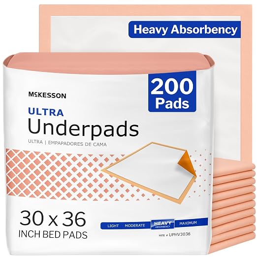 McKesson Underpads Bed Pads, Heavy Absorbency, 30 x 36 in, 200 ct | Chux Pads for Adults and Elderly, Baby Changing, Pee Pad for Pets