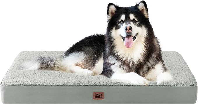 EHEYCIGA Orthopedic Dog Bed Extra Large with Removable Washable Cover, 50IN | Egg Crate Foam Support, Durable Oxford fabric, Non-Slip Bottom, Machine Washable, Soft Waterproof Plush Pet Bed Mat For Crate