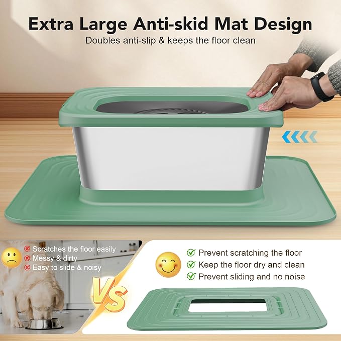 Decflow 10L Stainless Steel Dog Water Bowl, No Spill Anti-Splash Bowls | Slow Drinking for Messy Drinkers, XXl Anti-Skid Silicone Mat,Heavy Duty Pet Bowls for Indoor/Outdoor Use