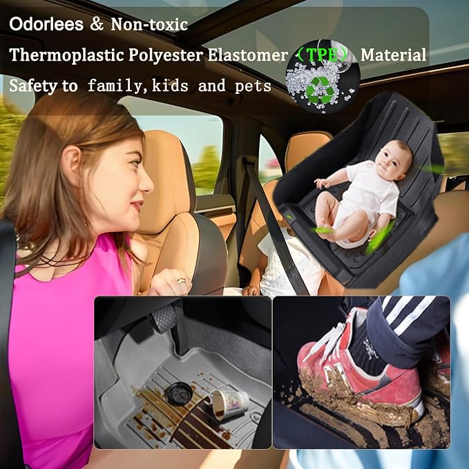 Aiqiying Floor Mats Compatible with Toyota Camry 2007-2011＆ 2012-2017,All Weather Carpet Protector 3D Waterproof Durable Odorless Custom-Fit FrontRear Rows Full Set TPE Car Liners Accessories