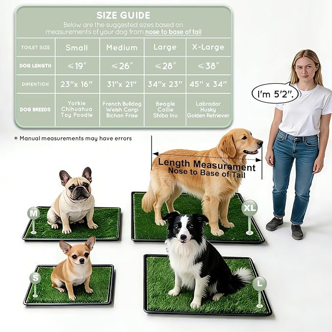 HQ4US Dog Grass Pad with Tray, Odor Free Grass Pee Pad for Dog Litter Box | Small Dog Potty Tray No Grate, Artificial Grass Fast Drainage, Hemmed Edge, Realistic, Fake Grass for Indoor Balcony