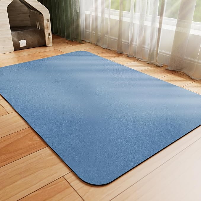HotLive Dog Food Mat - Absorbent Cat Mat for Food and Water, No Stains Pet Feeding Bowl Mat, Easy to Clean Pet Placemats, Quick Dry Dog Water Dispenser Mat for Messy Drinkers | Blue 18"x28"
