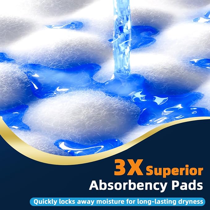 AAY Disposable Bed Pads 36" x 36" (50 Count) , Extra Large Heavy Duty Incontinence Underpads, Super Absorbent 3XL Chucks Pee Pads for Adults, Kids, Pets, Puppy Training (Adhesive Strips)