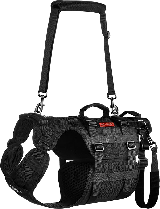 OneTigris Dog Lift Harness for Large Dogs, Dog Hip Support Brace, Full Body Lifter with Handles Invictus Multifunctional Mobility Assistance Vest for Back Legs (Black, Small)