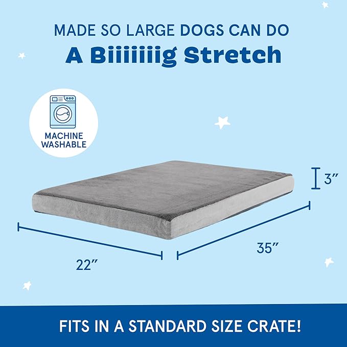 BarkBox Orthopedic Dog Bed - Large | with Memory Foam - Comfortable, Durable & Machine Washable Pet Bed - Grey