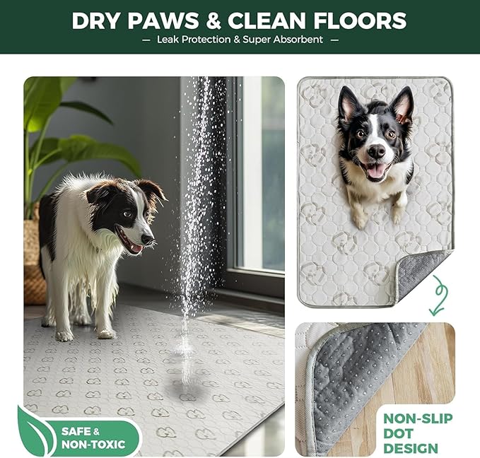 FXW Washable Pee Pads for Dogs, Super Absorbent, 71" Square, 2 Packs | Machine washable, Non-slip backing, Fits 32"/40"/45"H 8-Panel FXW Rollick/Homeplus Playpens
