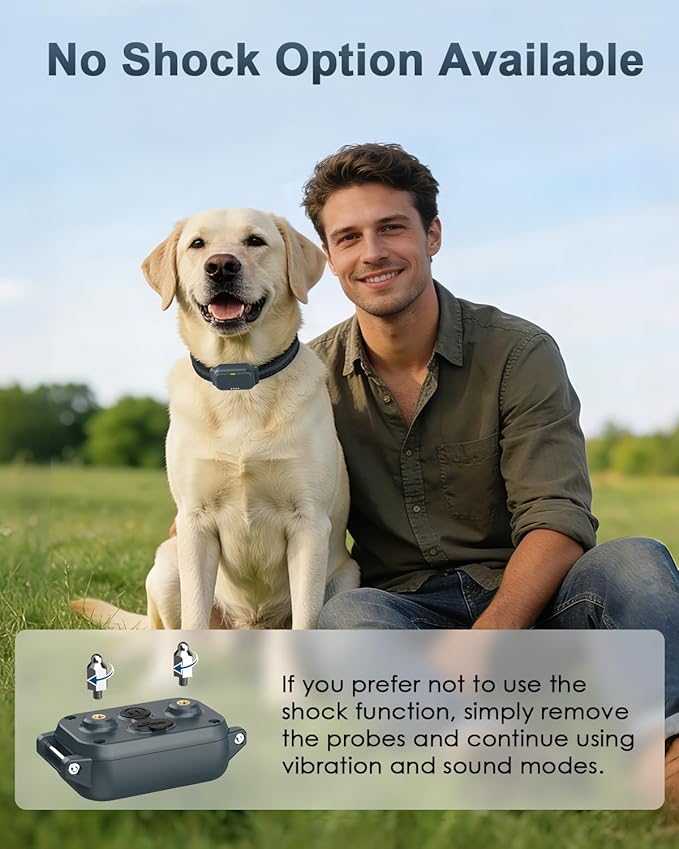 Shock Collar for Dogs, IP67 Waterproof Dog Training Collar with Remote Control, 3 Modes: Beep, Vibration, Safe Static, Rechargeable Adjustable for 15-110lbs Medium Large Dogs