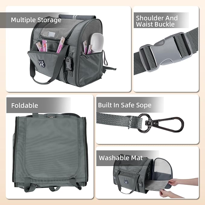 Expandable Cat Carrier Backpack for Large Cats - Airline Approved Pet Carrier Backpack for Small Dogs, Hiking & Travel, Waterproof with Breathable Mesh, 22lbs Capacity (Dark Grey, Large)
