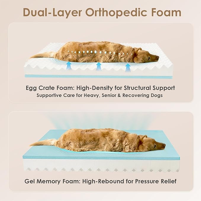 EHEYCIGA Orthopedic Dog Bed for Medium Dog, Memory Foam Dog Couch, Brown | 35x22 Inch Dog Sofa with Sides, Waterproof Liner & Washable Removable Cover, Bolster Pet Couch