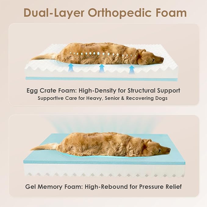 EHEYCIGA Orthopedic Dog Bed for Large Dog, Memory Foam Dog Couch, Brown | 41x27 Inch Large Sized Dog Sofa with Sides, Waterproof Liner & Washable Removable Cover, Bolster Pet Couch