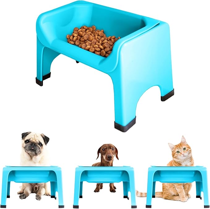 Fluff Trough Elevated Dog Bowl for Food | 5inch Tall Cat & Dog Feeding Station | Vet Approved Non-Toxic Silicone Feeder Bowl Insert | Raised Bowl for Medium and Small Dog/Pet with Flat Face