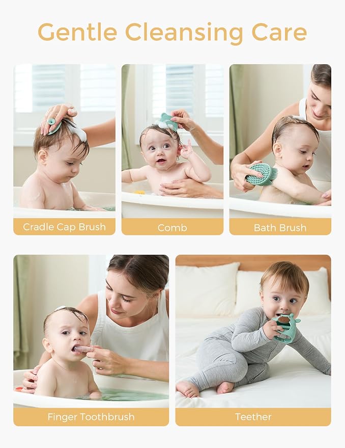 Momcozy Elite Baby Kit, Superior Baby Shower Gift & Registry Essential Kit | Grooming&Health&Cleansing Care Set,Electric Nail File & Nasal Aspirator,Tummy Wrap,Thermometer,Bath Brush,Teether,Storage Bag