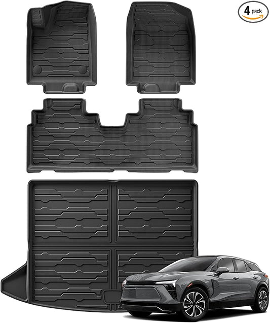 SMABEE Floor Mats Cargo Liner for Chevy Blazer EV & Honda Prologue 2024 2025 2026 All Weather Floor Liners for Blazer EV Prologue Accessories Trunk Mat TPE 1st& 2nd Row Car Mats Black
