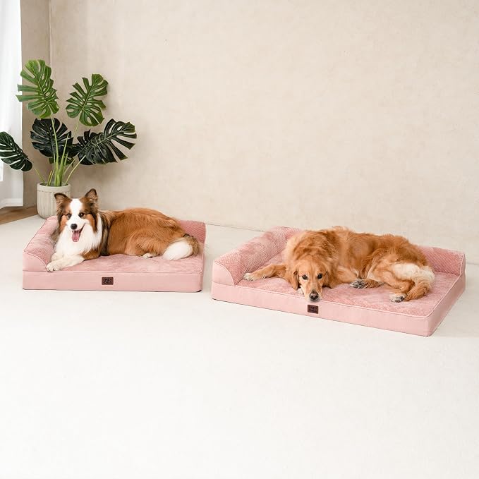EHEYCIGA Orthopedic Dog Bed Medium Size Dogs, Memory Foam Dog Bed with Washable Removable Cover, Waterproof Pet Sofa Couch for Crate with Nonskid Bottom, 30x20x6, Pink | Small Dog Sofa with Washable Removable Cover, Waterproof Pet Couch for Crate with ...