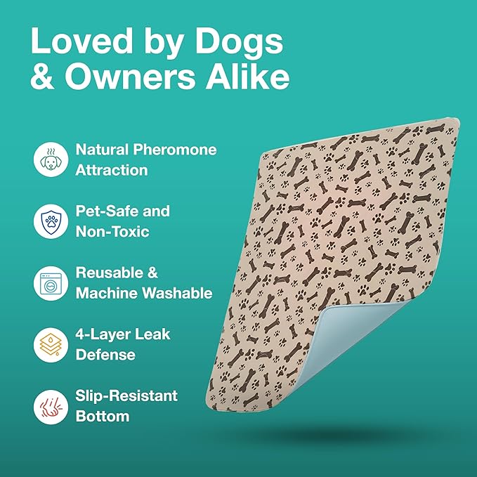 Furthrive Washable Pee Pads for Dogs with Pheromone Attraction, Reusable | Reusable Puppy Pads, Waterproof Non-Slip Training Pad 31.25 x 27.25 in, Pet-Friendly for Crates, Apartments (One Unit)