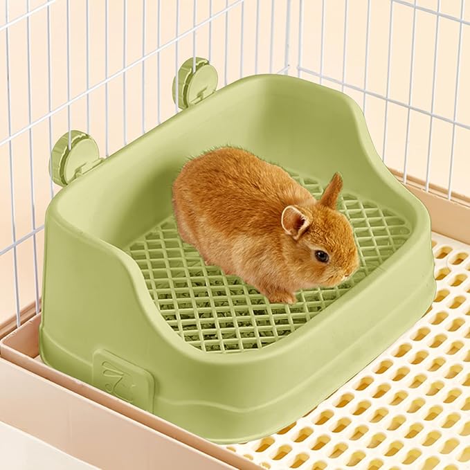 Rabbit Litter Box, Small Animals Litter Tray for Cage Detachable Bedding Litter Pan Potty Toilet Trainer Corner for Pet Rabbits Guinea Pigs Hamsters Chinchillas (Green)