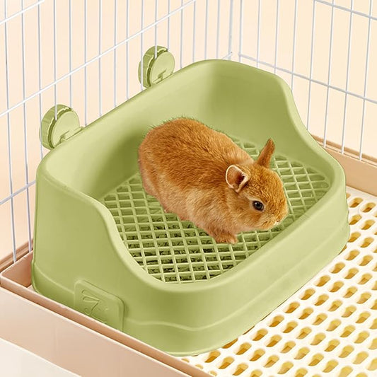 Rabbit Litter Box, Small Animals Litter Tray for Cage Detachable Bedding Litter Pan Potty Toilet Trainer Corner for Pet Rabbits Guinea Pigs Hamsters Chinchillas (Green)