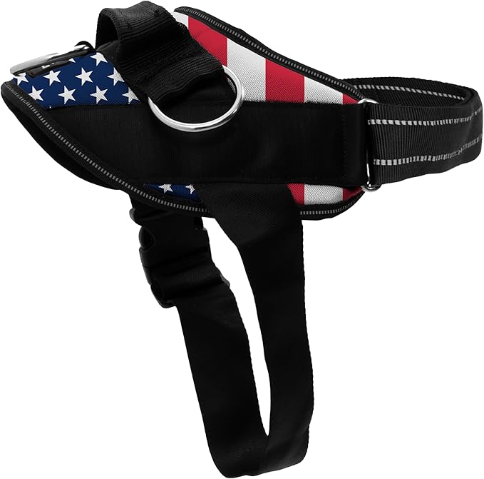 ShawnCo Essential Dog Harness, No-Pull Pet Vest (Stars and Stripes,M) | 3 Leash Clips, Easy On, No-Choke, Reflective, Adjustable Fit, Padded Comfort, Control Handle, For Small, Medium & Large Dogs