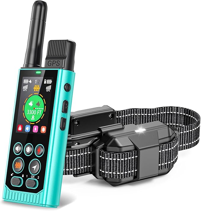 Completely Off-Grid 3-in-1 GPS Dog Fence with Real-Time Tracking: No Subscription, App-Free, Self-contained, Dual-GPS, Training Collar, Customizable Boundary with Four Progressive Alerts, Blue