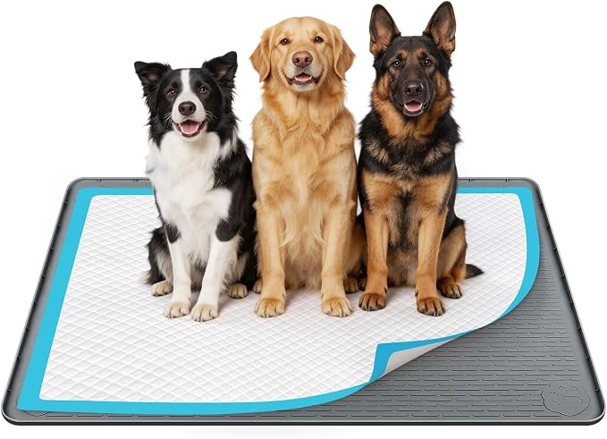 57" x40" Pee Pad Holder for Dogs Puppy Pad Holder Dark Gray | Extra Large Silicone Pee Tray for Dog Training Floor Protection Raised Edge Dog Potty Tray, No Pee Pads