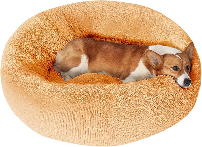 JOLLYVOGUE Dog Bed, Calming Anti-Anxiety Large Dog Bed, Fluffy Donut Cushion for Medium and Large Pets (27"/30"/36")
