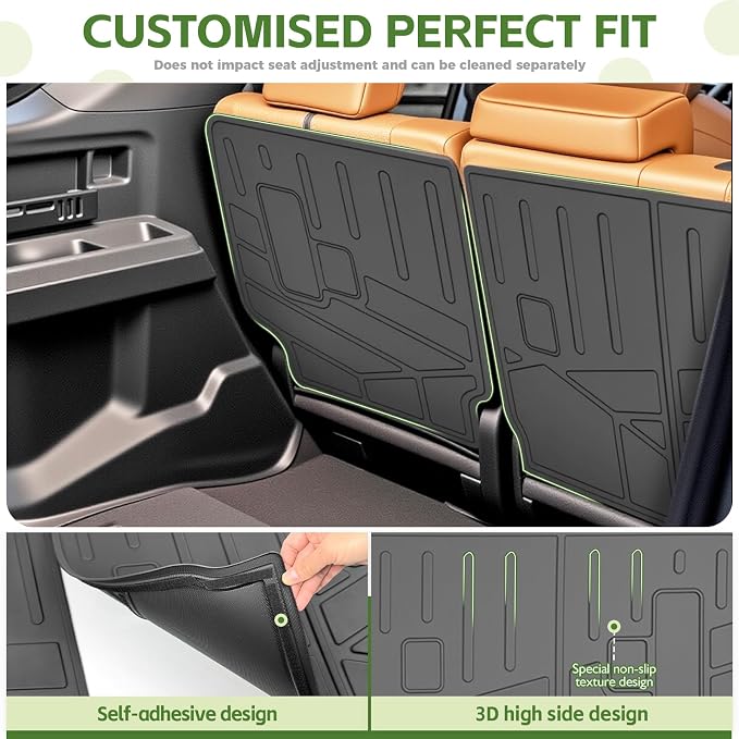 2nd Row Seat Back Mat for 2025 2026 Toyota 4Runner 5&7 Seats, Kick Mats Rear Backrest Cover All Weather TPE Protector Cargo Liner Accessories