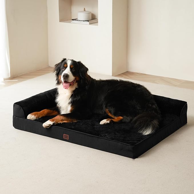 EHEYCIGA Orthopedic Dog Bed Medium Size Dogs, Memory Foam Dog Bed with Washable Removable Cover, Waterproof Pet Sofa Couch for Crate with Nonskid Bottom, 30x20x6, Black | Small Dog Sofa with Washable Removable Cover, Waterproof Pet Couch for Crate with...