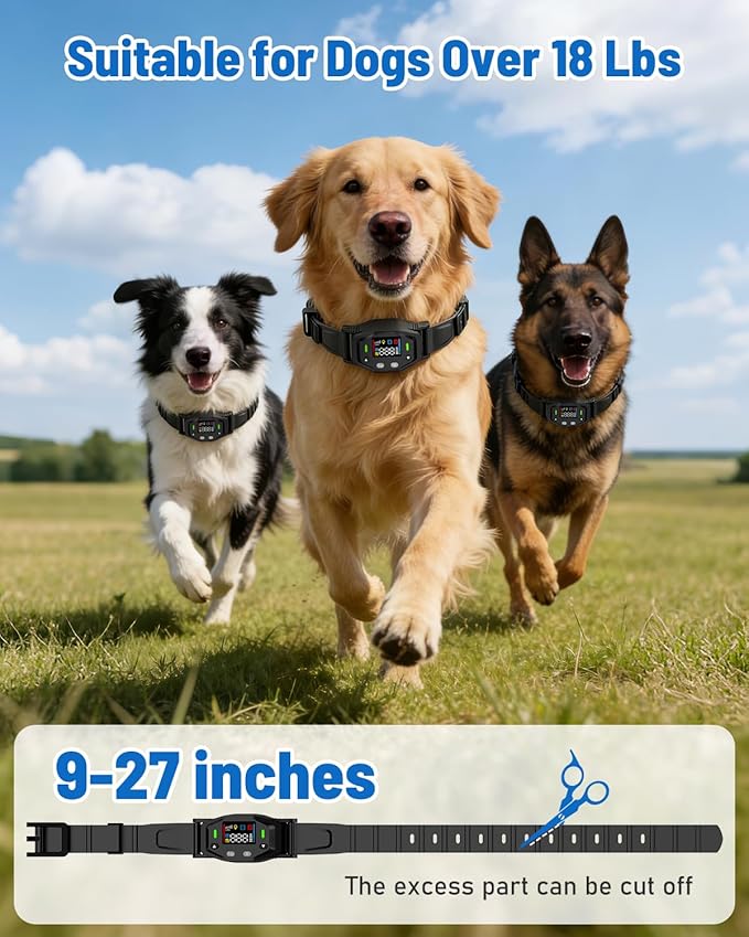 GPS Wireless Dog Fence, Electric Dog Collar Fence & Perimeter Containment System, IPX7 Waterproof Collar, 25–999 Yards Radius, Beep Vibration Shock Correction, for Dogs Over 18 lbs
