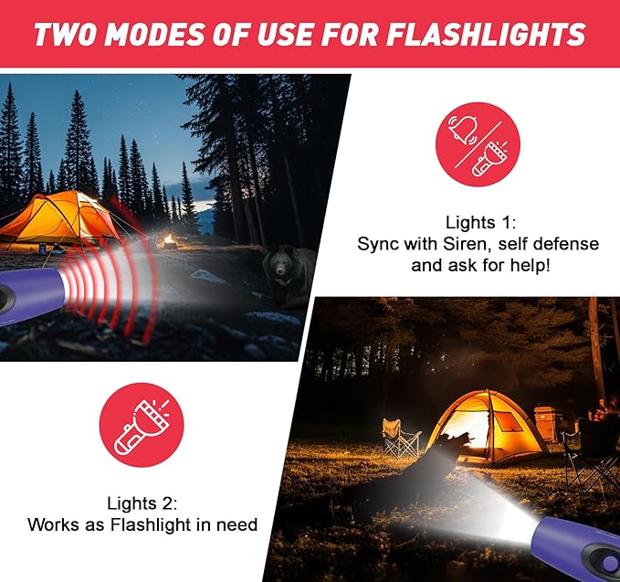 StarWorld Rechargeable Bear Horn - 120dB Electronic Air Horn for Bears with 4 Volume Levels & 3 Tones, Audible 0.5 Miles, LED Safety Light for Hiking, Camping, Wildlife Defense (Blue)