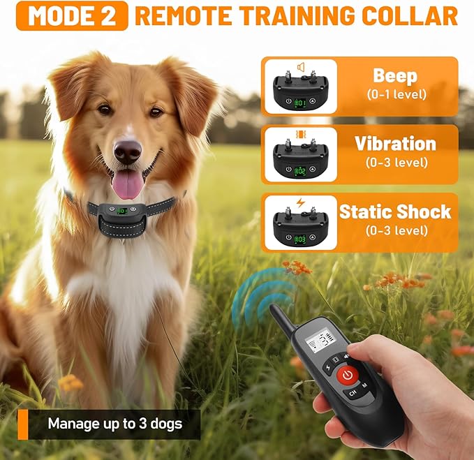 2-in-1 Wired Dog Fence & Remote Training Collar, Underground/Aboveground Dog Fence, Electric Pet Containment System, Tone/Vibration/Shock Mode, 650Ft Wire, for 1 Dogs