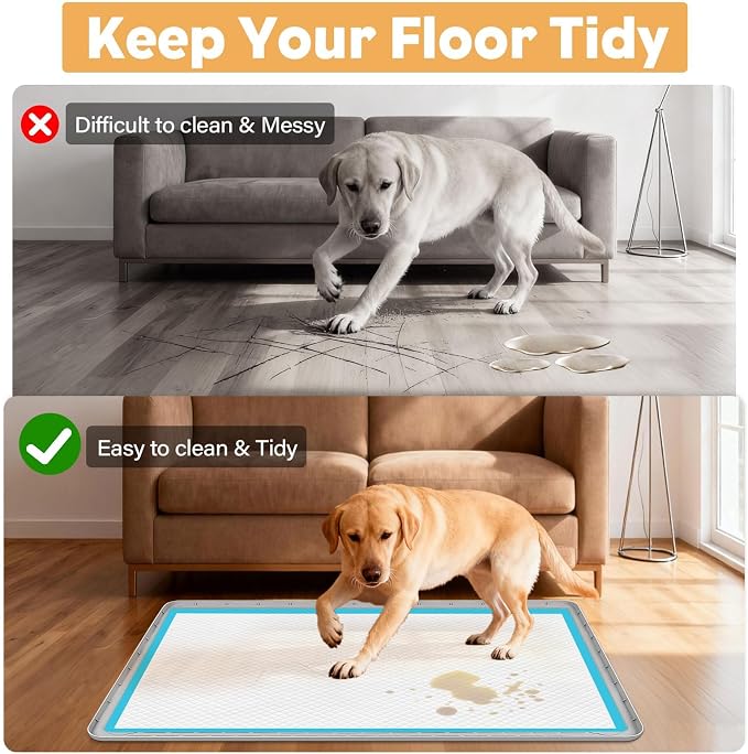 40"x28" Pee Pad Holder for Dogs Puppy Pad Holder Grey | Silicone Pee Tray for Dog Training Floor Protection Raised Edge Dog Potty Tray, No Pee Pads
