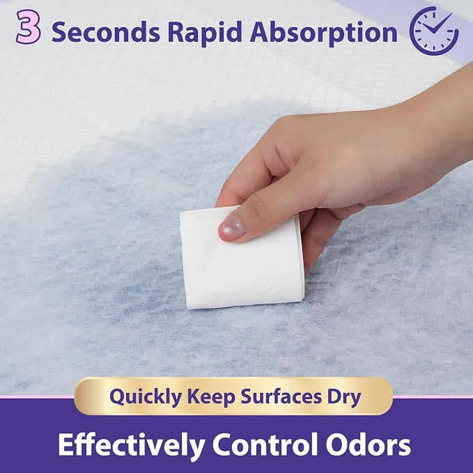 MILDPLUS Disposable Underpads 36"x36", 50 Count (Purple) | 130 Grams Heavy Duty Bed Pads, Anti-Slip Film, Extra Large Chucks Pads, 3XL Thicker Incontinence Pads for Adults, Kids or Pet