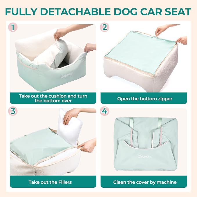 Dog Car Seat for Small Dogs & Cats Under 25 lbs, Beige Green