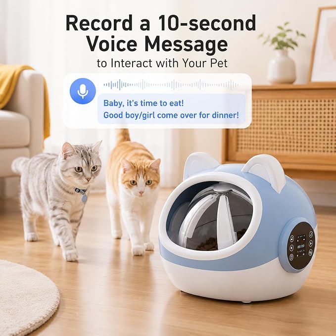 RFID Smart Pet Feeder with Dual Collar Tags – Automatic Food Bowl with Scheduled Feeding Times, LCD Display, Voice Recorder, Supports Wet & Dry Food for Multi-Pet Households