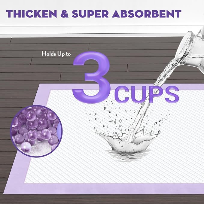 CROCI Puppy Pads with Adhesive Tabs Attractant Lavender Scent 22x22in 50Ct | Super Absorbent Pee Pads for Small Dogs Holds Up to 3 Cups of Urine, 6-Layers, Quick-Dry Surface, Leak-Proof, Disposable